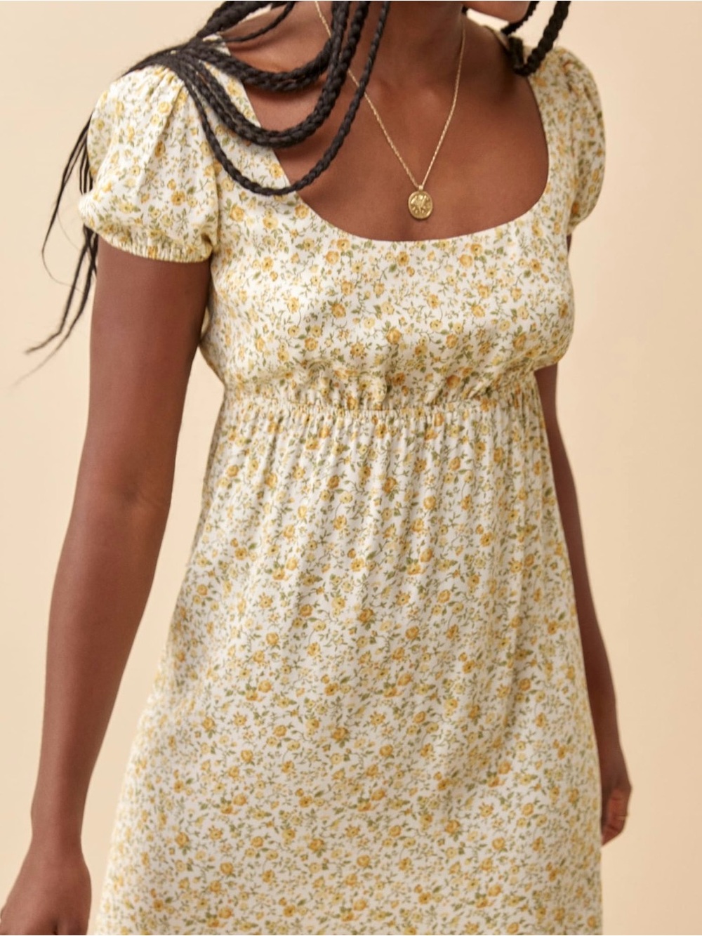 Reformation Zello Mini Dress Yellow Floral